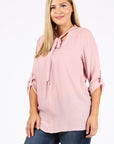 Plus Size Tie V-Neck Top