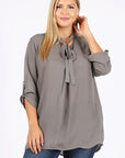 Plus Size Tie V-Neck Top