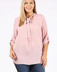 Plus Size Tie V-Neck Top