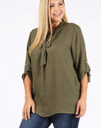 Plus Size Tie V-Neck Top