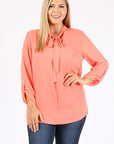 Plus Size Tie V-Neck Top