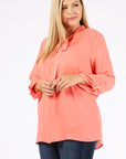 Plus Size Tie V-Neck Top