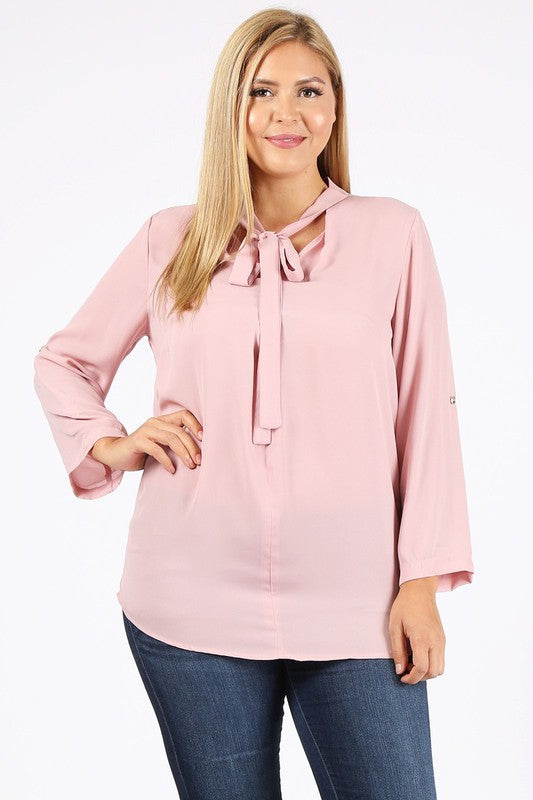 Plus Size Tie V-Neck Top