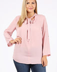 Plus Size Tie V-Neck Top