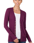 Zenana Snap Button Cardigan with Ribbed Detail - Online Only