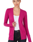 Zenana Snap Button Cardigan with Ribbed Detail - Online Only