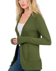 Zenana Snap Button Cardigan with Ribbed Detail