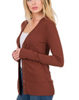 Zenana Snap Button Cardigan with Ribbed Detail