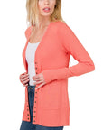 Zenana Snap Button Cardigan with Ribbed Detail