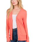 Zenana Snap Button Cardigan with Ribbed Detail