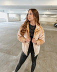 Chill Out Tan Velvet Puffer Jacket