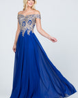 La Scala PLUS Off Shoulder Chiffon Gown with Applieques