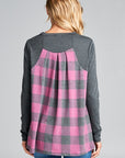 e Luna Plaid Pocket Mixed Top