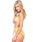 Yellow Floral Bandeau Bikini Set