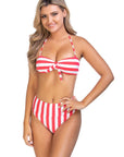 Stripped Bandeau Bikini Set