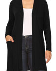 Plus Size Knee Length Duster Cardigan