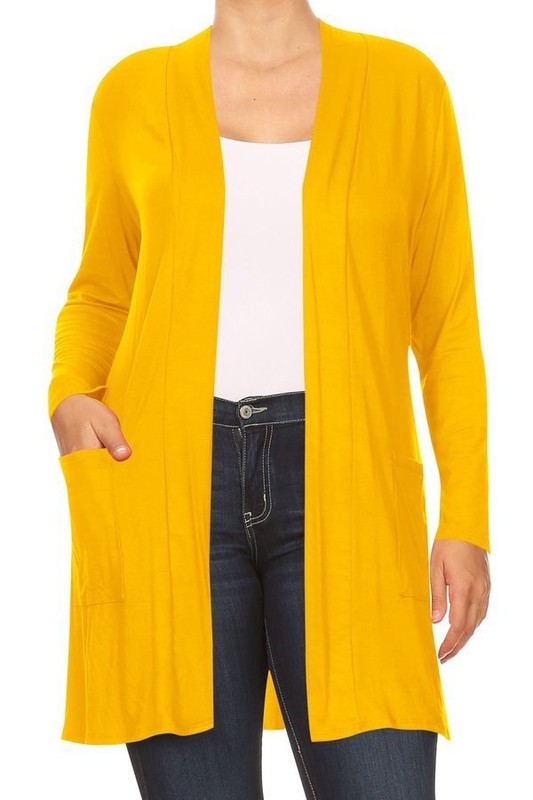 Plus Size Knee Length Duster Cardigan