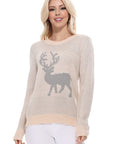 Deer Jacquard Christmas Pullover Sweater