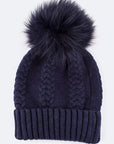 EMMEZ Raccoon Fur Pom Pom Beanie