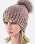 EMMEZ Raccoon Fur PomPom Cashmere Beanie