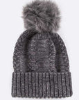 EMMEZ Raccoon Fur Pom Pom Beanie