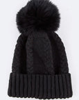 EMMEZ Raccoon Fur Pom Pom Beanie