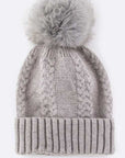 EMMEZ Raccoon Fur Pom Pom Beanie