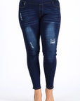 Plus Size High Waist Ripped Denim Jeggings Pants