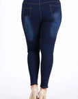 Plus Size High Waist Ripped Denim Jeggings Pants