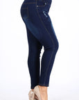 Plus Size High Waist Ripped Denim Jeggings Pants