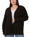 Zenana Plus Low Gauge Waffle Open Cardigan Sweater