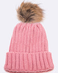 Raccoon Fur Pom Pom Beanie