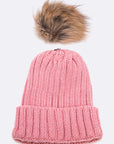 Raccoon Fur Pom Pom Beanie