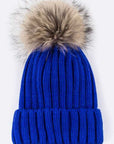 Raccoon Fur Pom Pom Beanie