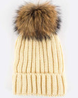 Raccoon Fur Pom Pom Beanie