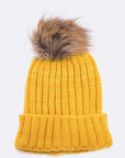 Raccoon Fur Pom Pom Beanie