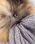 Raccoon Fur Pom Pom Beanie