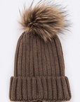 Raccoon Fur Pom Pom Beanie