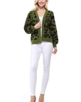 Leopard Jacquard Open Front Shrug Cardigan