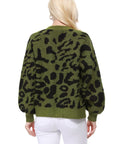 Leopard Jacquard Open Front Shrug Cardigan