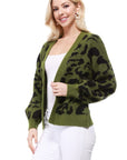 Leopard Jacquard Open Front Shrug Cardigan