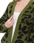 Leopard Jacquard Open Front Shrug Cardigan