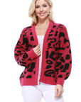 Leopard Jacquard Open Front Shrug Cardigan