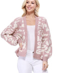 Leopard Jacquard Open Front Shrug Cardigan