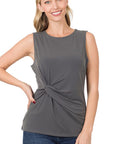 Zenana ITY Knot-Front Sleeveless Top