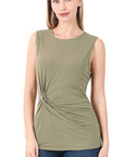 Zenana ITY Knot-Front Sleeveless Top