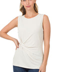 Zenana ITY Knot-Front Sleeveless Top - Online Only