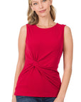 Zenana ITY Knot-Front Sleeveless Top