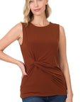 Zenana ITY Knot-Front Sleeveless Top - Online Only