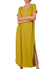 Zenana Side Slit V-Neck Short Sleeve Maxi Dress - My Pampered Life Seattle